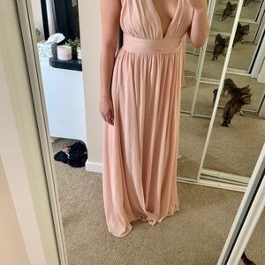 Lulus Heavenly Hues Blush Slit Maxi Gown Dress M